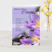従姉妹パープルクロカス誕生日カード カード (黄色い花)
