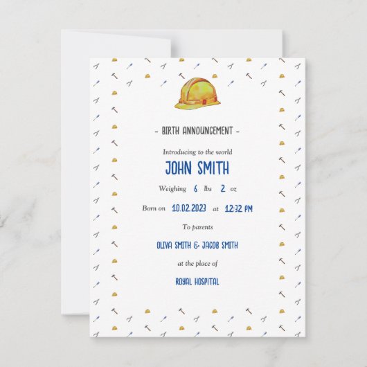 従来のベビーの出生証明書カード 出欠カード (正面)