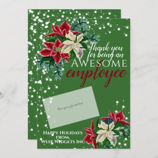 従業員に感謝グリーンフェスティバルギフトカードホルダー シーズンカード (正面/裏面)