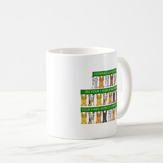 従業員のための1年の仕事記念日 コーヒーマグカップ (正面右)
