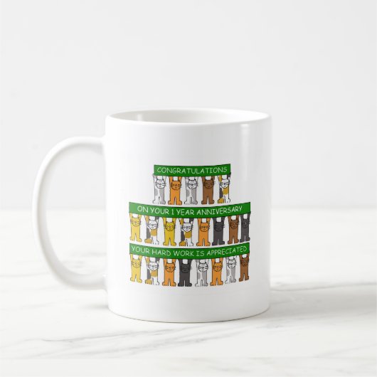 従業員のための1年の仕事記念日 コーヒーマグカップ (左)