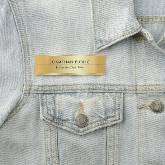 従業員のカスタムテンプレートエレガントモダン金ゴールド 名札 (インサイチュ)