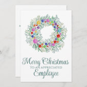 従業員のカラフルクリスマスリース シーズンカード (正面/裏面)