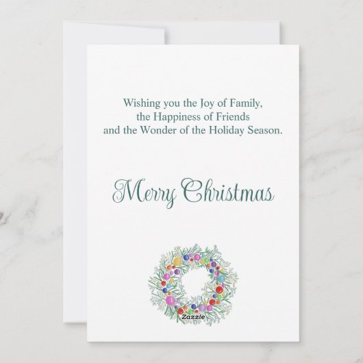 従業員のカラフルクリスマスリース シーズンカード (裏面)