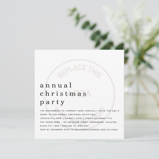 従業員のクリスマスパーティーミニマリストロゴ会社 招待状 (スタンド正面)