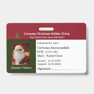 従業員のクリスマス写真付きIDカードをカスタマイズ バッジ
