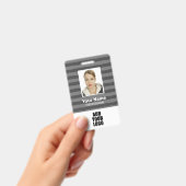 従業員のフォトロゴとバーコードグレーのストライプ バッジ (Handheld)