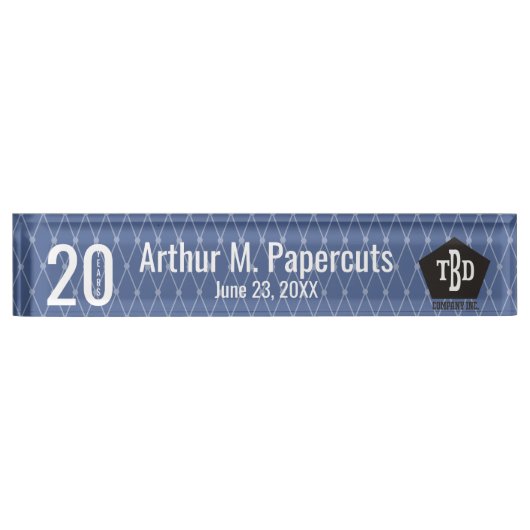 従業員のマイル標石記念日ネームプレート20年の デスクネームプレート (正面)