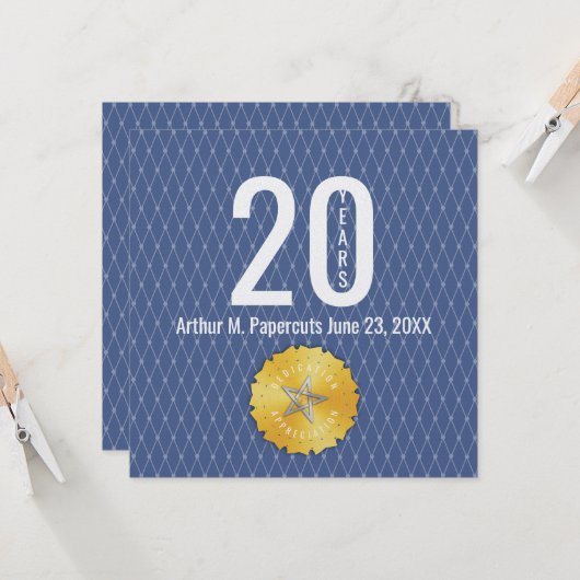 従業員のマイル標石記念日20年のギフトカード カード (正面/裏面インサイチュ)