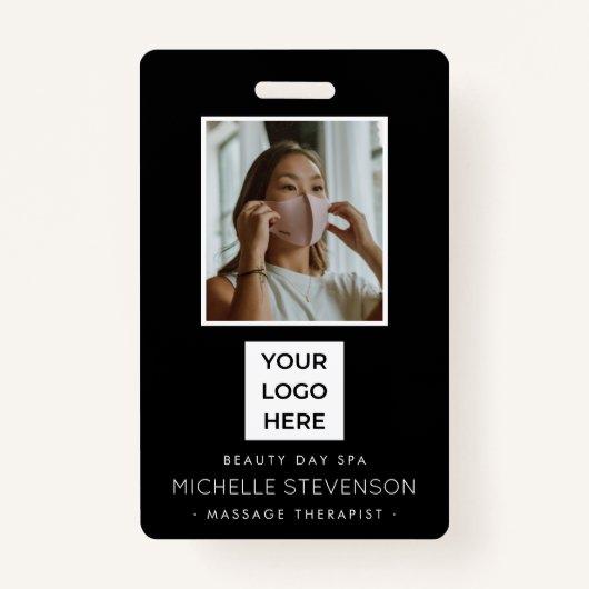 従業員のモダン写真(黒) バッジ (正面)