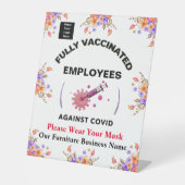 従業員の予防接種マスクビジネスロゴのカスタム 台座サイン (正面)