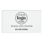 従業員の人事ロゴホワイトブラックシンプル 名札 (正面)