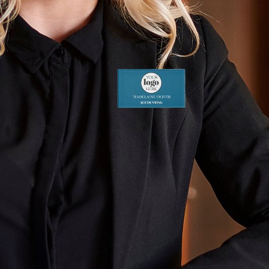 従業員の人事ロゴ青い白シンプル色 名札