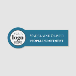 従業員の人事ロゴ青い白シンプル色 名札