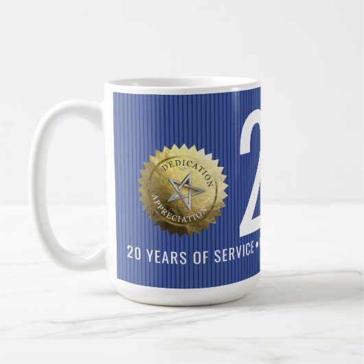 従業員の任意の年のマイルストーンの記念日20年 コーヒーマグカップ (左)