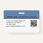 従業員の会社ID写真ロゴQRコードデニムブルー バッジ (裏面)