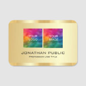 従業員の写真とビジネスのロゴはこちらテンプレート 名札 (正面)