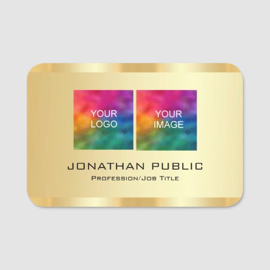 従業員の写真とビジネスのロゴはこちらテンプレート 名札 (正面)