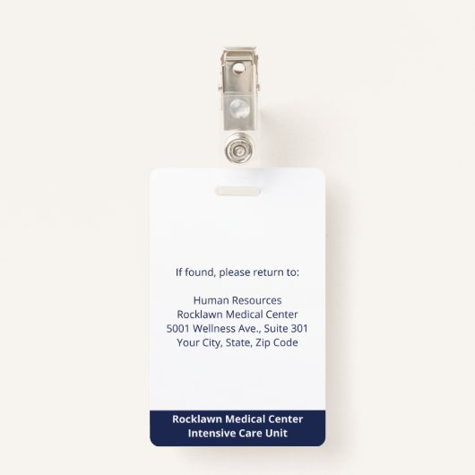 従業員の写真バーコードホワイトブルー病院ID バッジ (裏面クリップ)