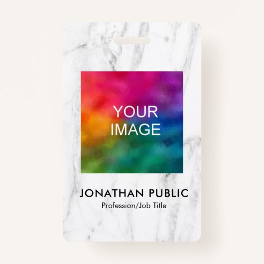 従業員の写真ロゴ名とタイトルモダンID バッジ (正面)