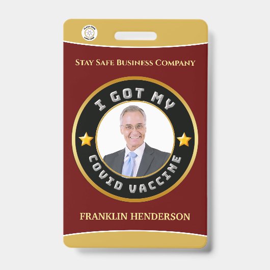 従業員の写真ロゴCovid予防接種されたカスタムバッジ バッジ (正面)