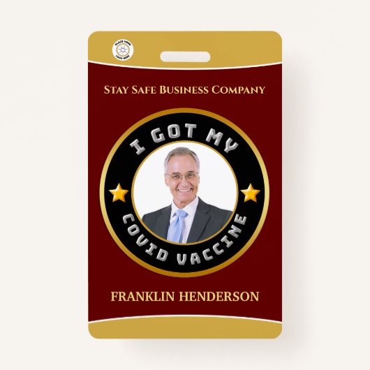 従業員の写真ロゴCovid予防接種されたカスタムバッジ バッジ (正面)