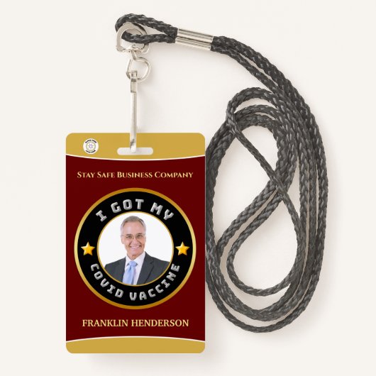 従業員の写真ロゴCovid予防接種されたカスタムバッジ バッジ (正面ランヤード)