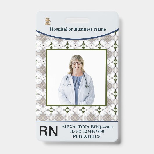 従業員の写真名バーコードロゴカスタムID バッジ (正面)