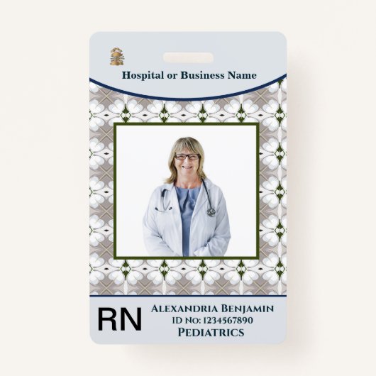 従業員の写真名バーコードロゴカスタムID バッジ (正面)