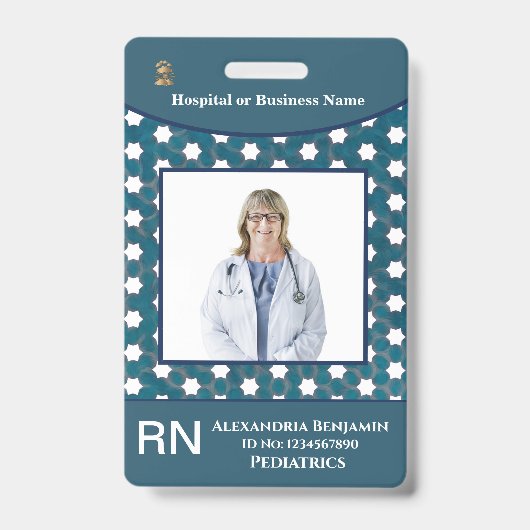 従業員の写真名バーコードロゴカスタムID バッジ (正面)