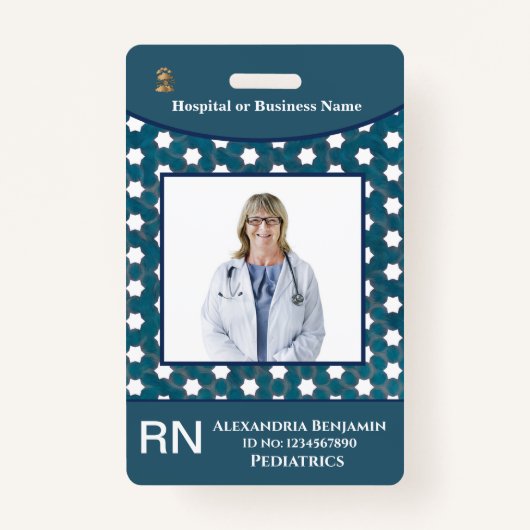 従業員の写真名バーコードロゴカスタムID バッジ (正面)