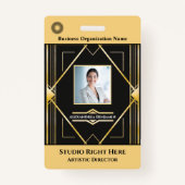 従業員の写真名バーコードロゴIDカードバッジ バッジ (正面)