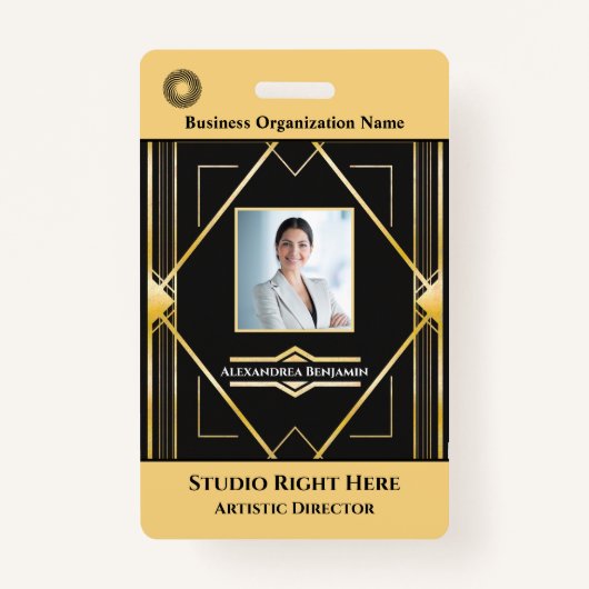 従業員の写真名バーコードロゴIDカードバッジ バッジ (正面)