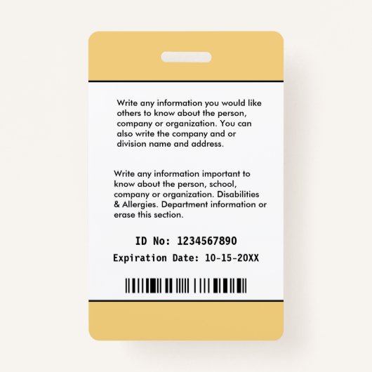 従業員の写真名バーコードロゴIDカードバッジ バッジ (裏面)