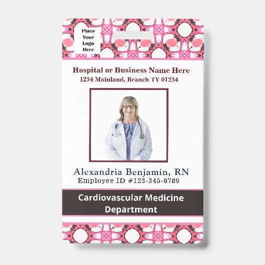 従業員の写真名バーコードロゴID バッジ (表面)