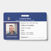 従業員の写真名ビジネスロゴのカスタム バッジ (正面)