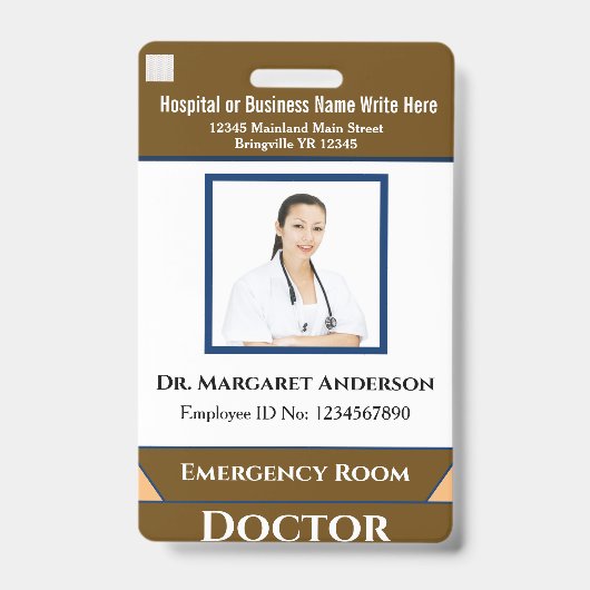 従業員の写真名ロゴバーコードカスタム バッジ (Front)