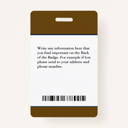 従業員の写真名ロゴバーコードカスタム バッジ (裏面)