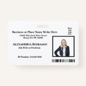 従業員の写真名ロゴバーコードカスタム バッジ (正面)