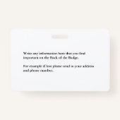 従業員の写真名ロゴバーコードカスタム バッジ (裏面)