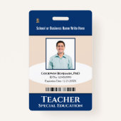 従業員の写真名ロゴバーコードカスタム バッジ (正面)