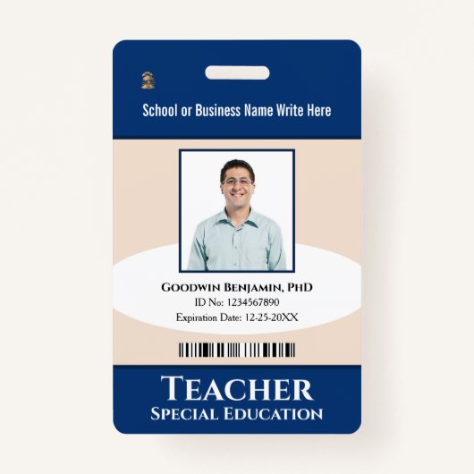 従業員の写真名ロゴバーコードカスタム バッジ (正面)