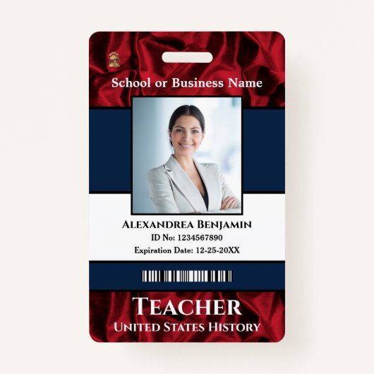 従業員の写真名ロゴバーコードカスタム バッジ (正面)