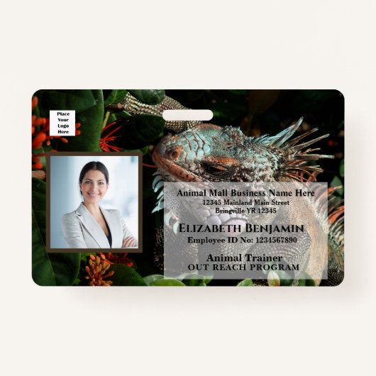 従業員の写真名ロゴバーコードビジネスバッジ バッジ (正面)