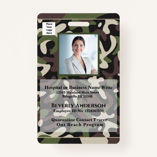 従業員の写真名ロゴバーコードビジネス バッジ (正面)
