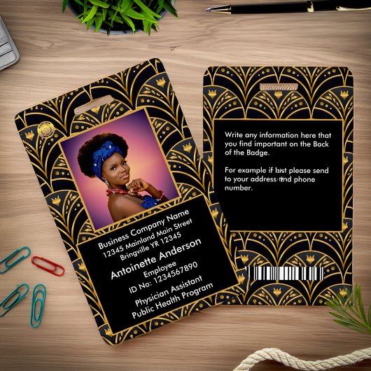 従業員の写真名ロゴバーコードビジネス バッジ