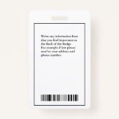 従業員の写真名ロゴバーコードモダンID バッジ (裏面)