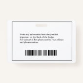 従業員の写真名ロゴバーコードIDパーソナライズ バッジ (裏面)