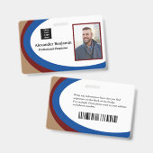 従業員の写真名ロゴバーコードID カスタム バッジ (正面＆裏面)