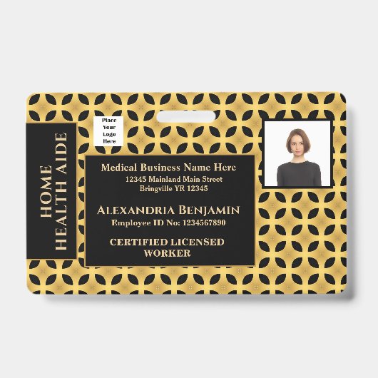 従業員の写真名ロゴバーコードID カスタム バッジ (正面)
